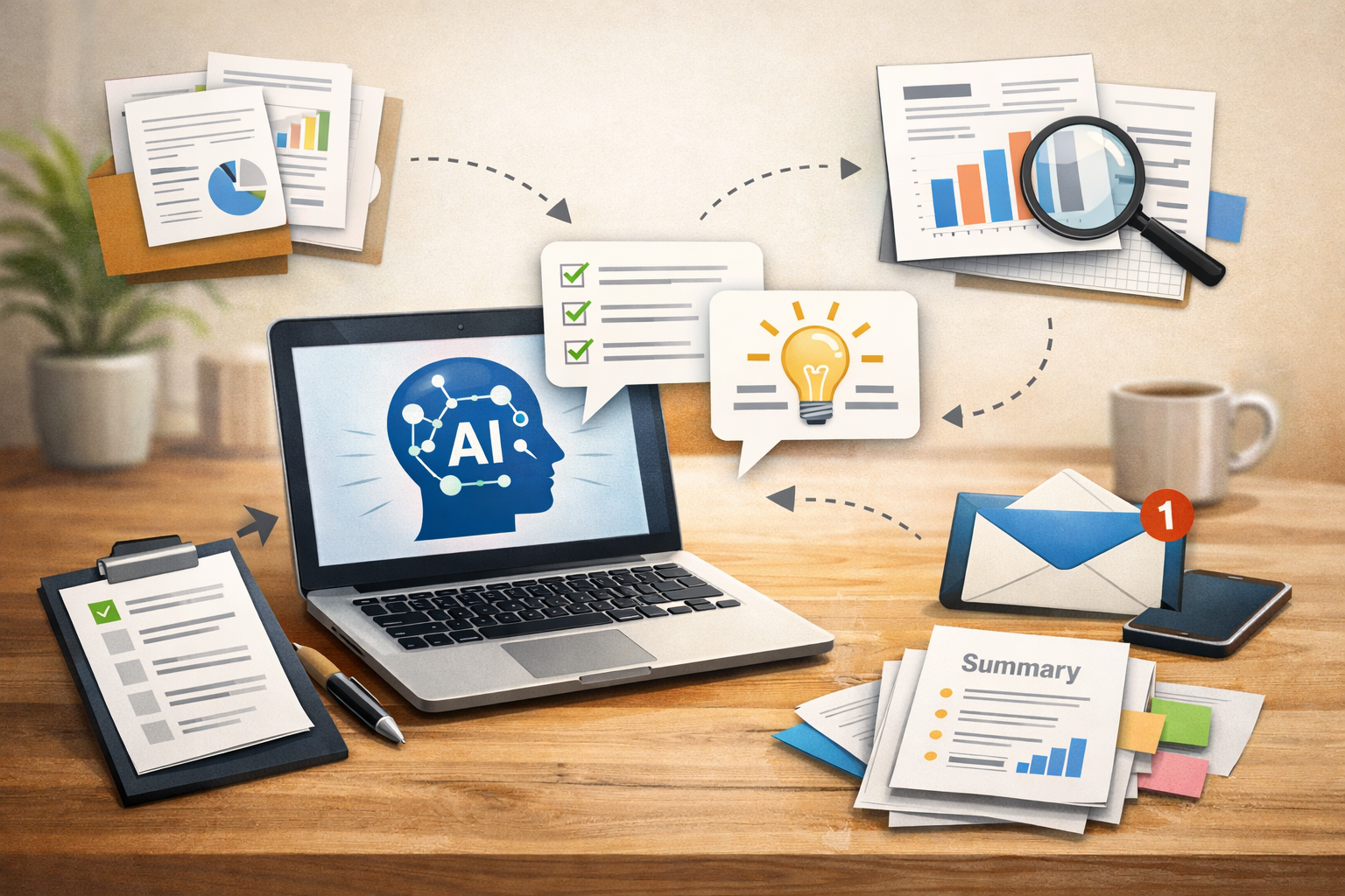 Create a graphic to go along with a webinar we are doing  Dont include any copy in the image  The webinar is about how AI is improving workflows make-1